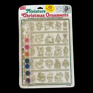 1993 Craft House 25 Miniature Christmas Tree Window Ornaments Paint Your Own VTG